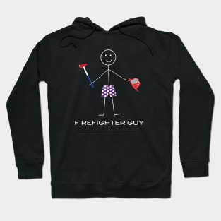 Funny Mens Firefighter Guy Illustration Hoodie